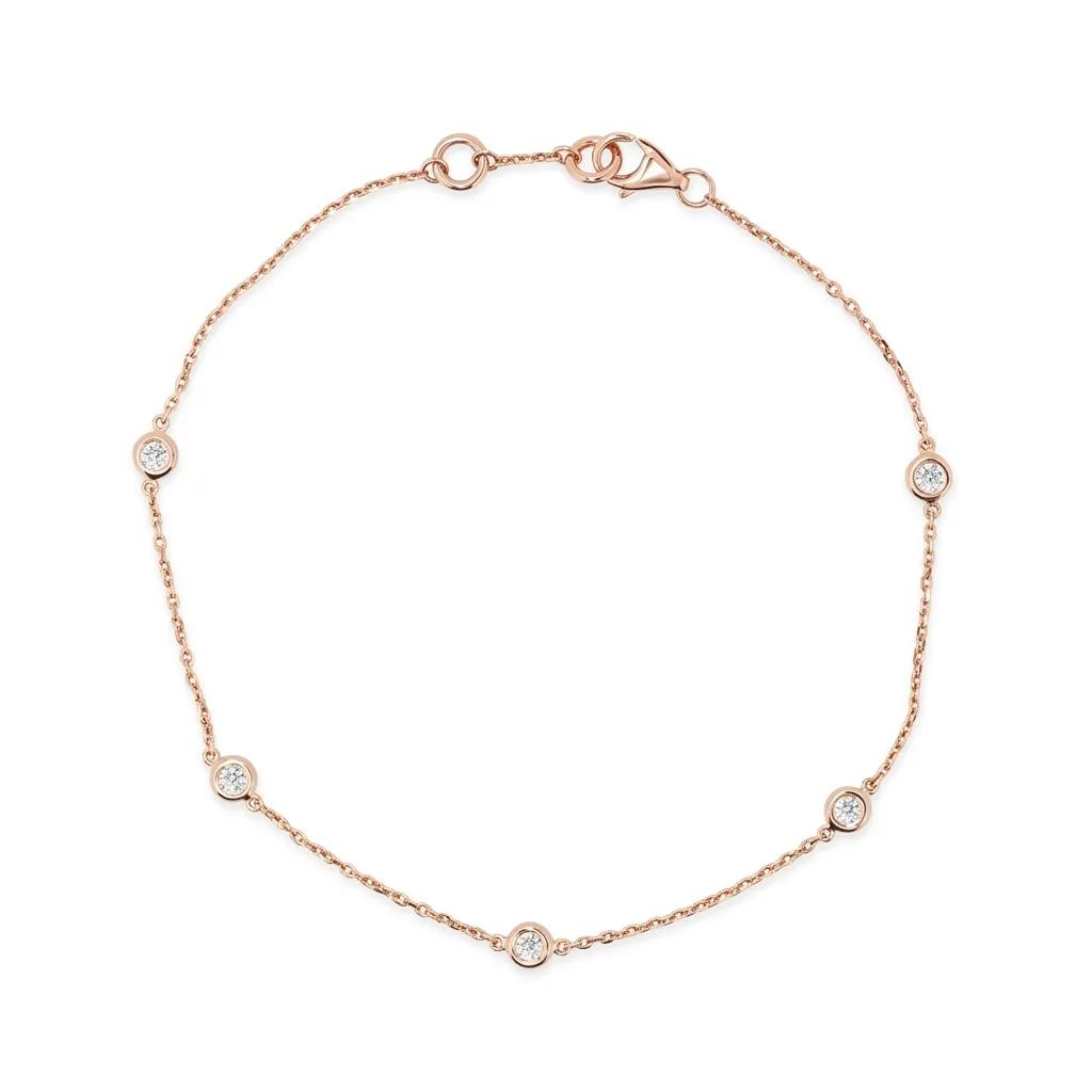 Floating Diamond Chain Bracelet in 18ct Rose Gold, 17-18cm