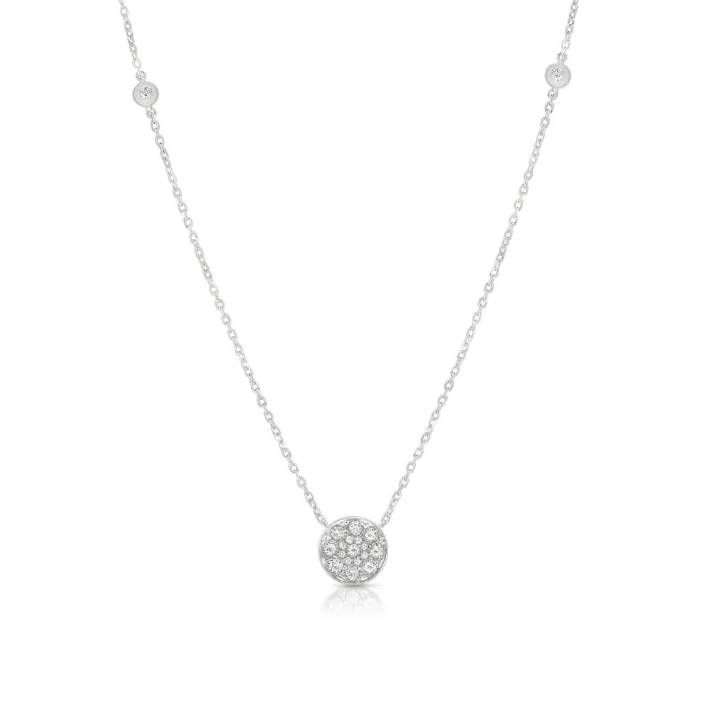 Circle Pave Floating Diamond Pendant in 18ct White Gold