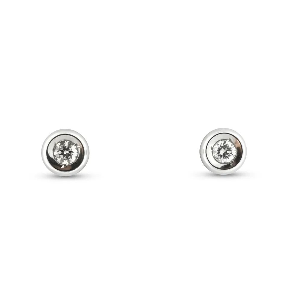Bezel-Set Diamond Studs in 18ct White Gold