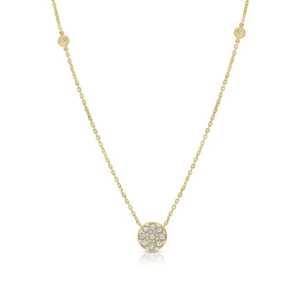 Circle Pave Floating Pendant in 18ct Yellow Gold