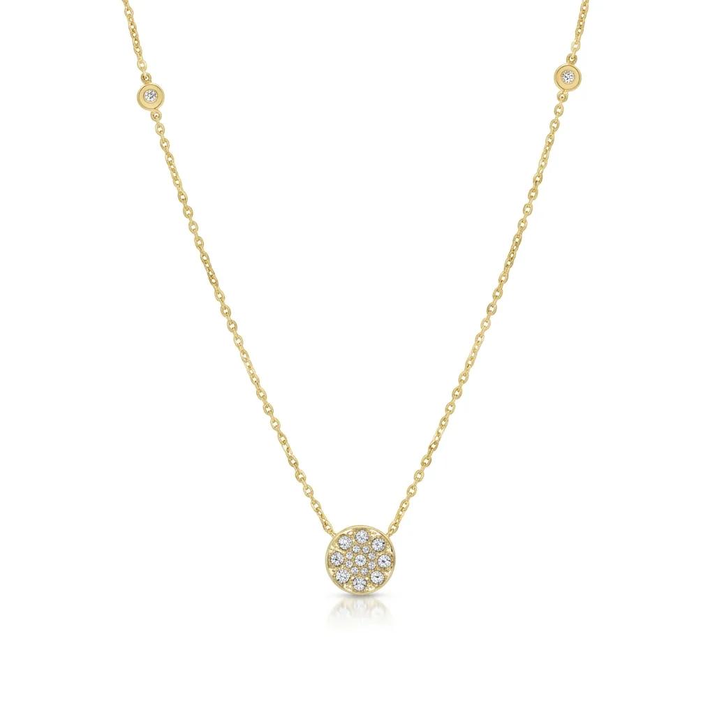 Circle Pave Floating Pendant in 18ct Yellow Gold