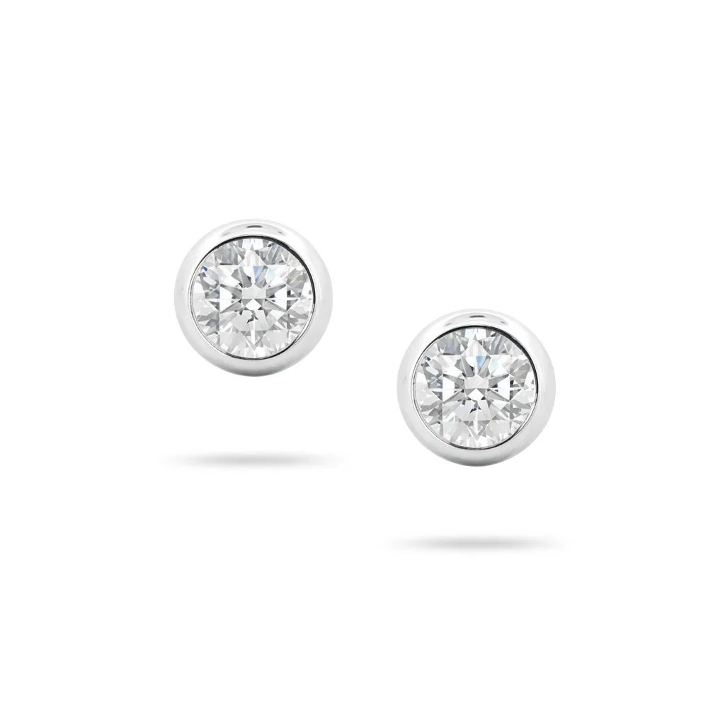 Bezel-Set Diamond Stud Earrings in 18ct White Gold