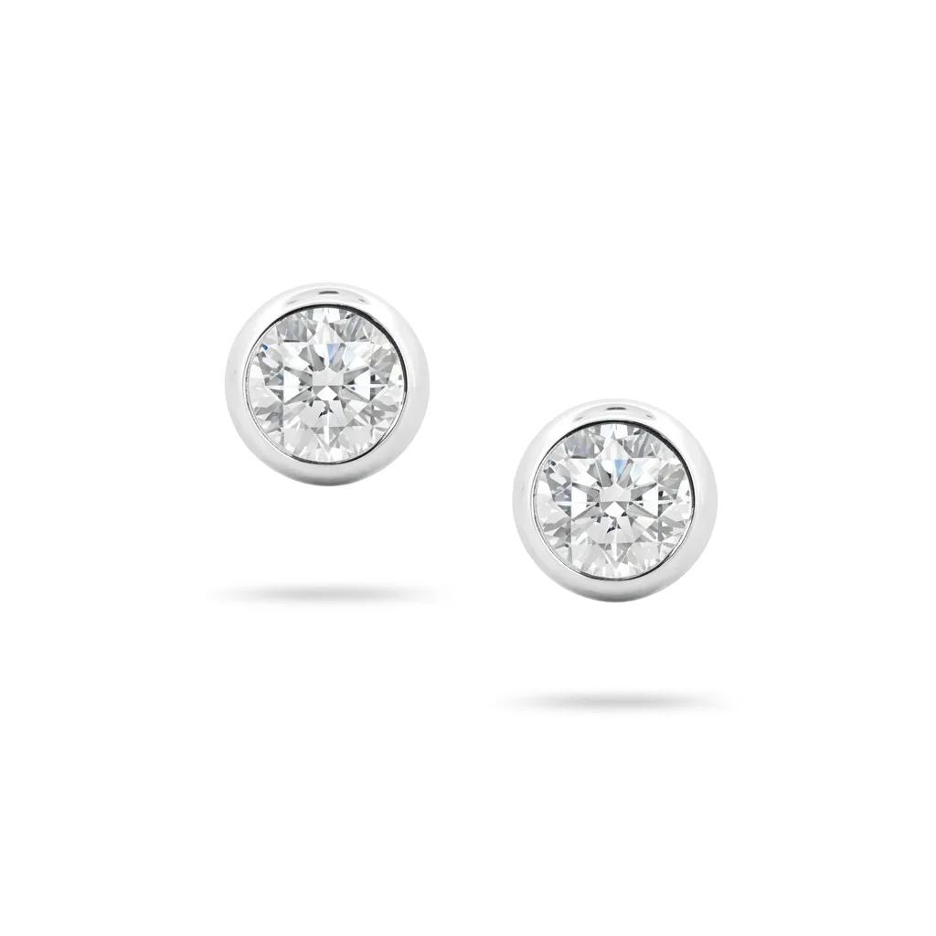Bezel-Set Diamond Stud Earrings in 18ct White Gold