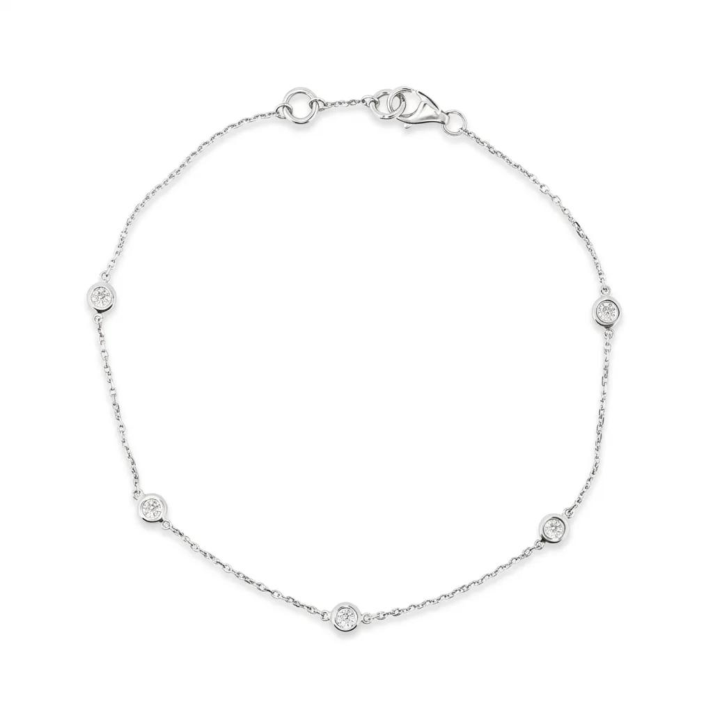 Floating Diamond Chain Bracelet in 18ct White Gold, 17-18cm