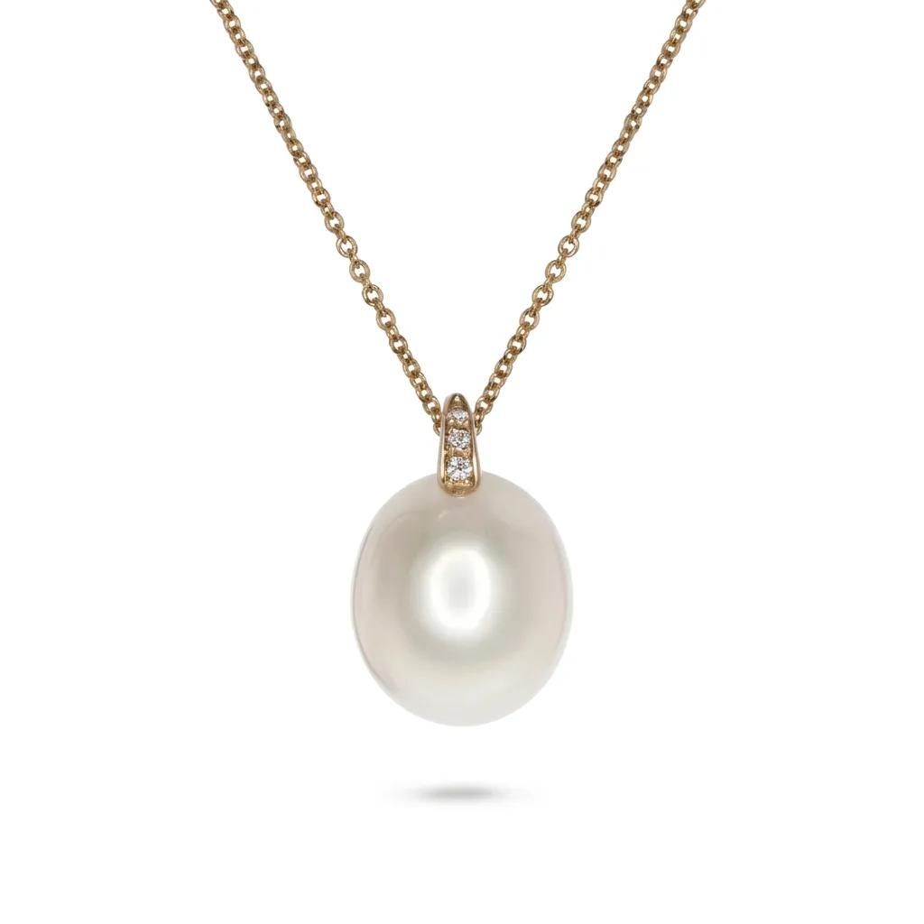 Broome Pearl & Diamond Pendant in 18ct Rose Gold