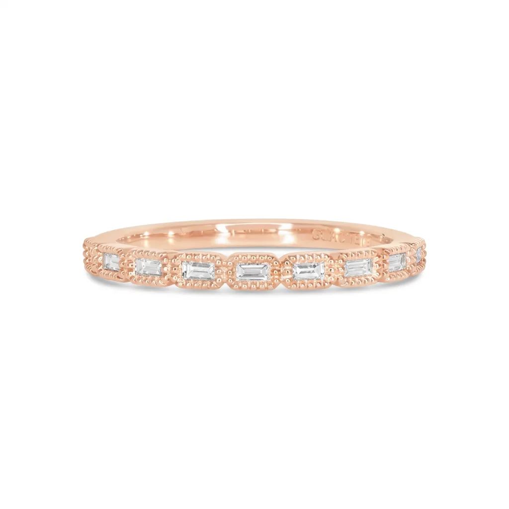 Baguette Diamond Bezel Milgrain Eternity Ring in 18ct Rose Gold