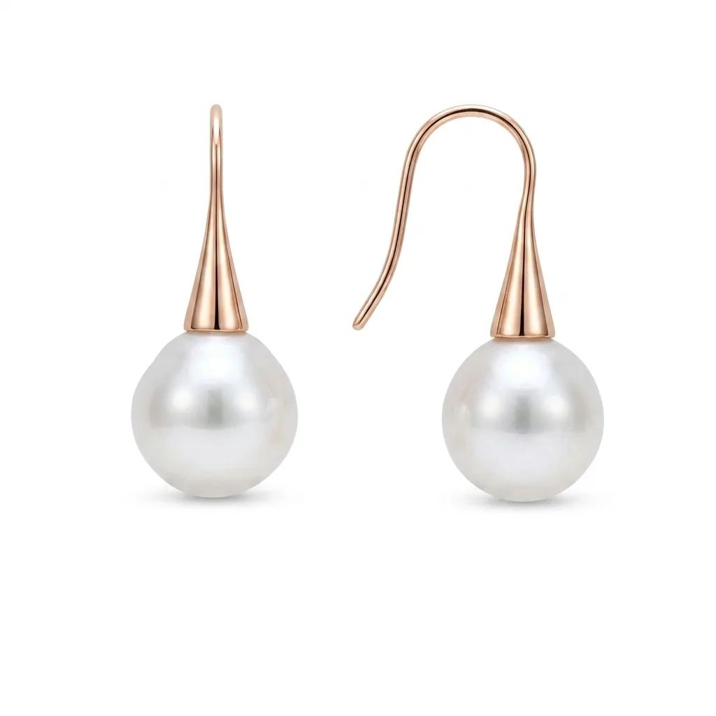 9ct Yellow Gold Broome Pearl Hook Earrings