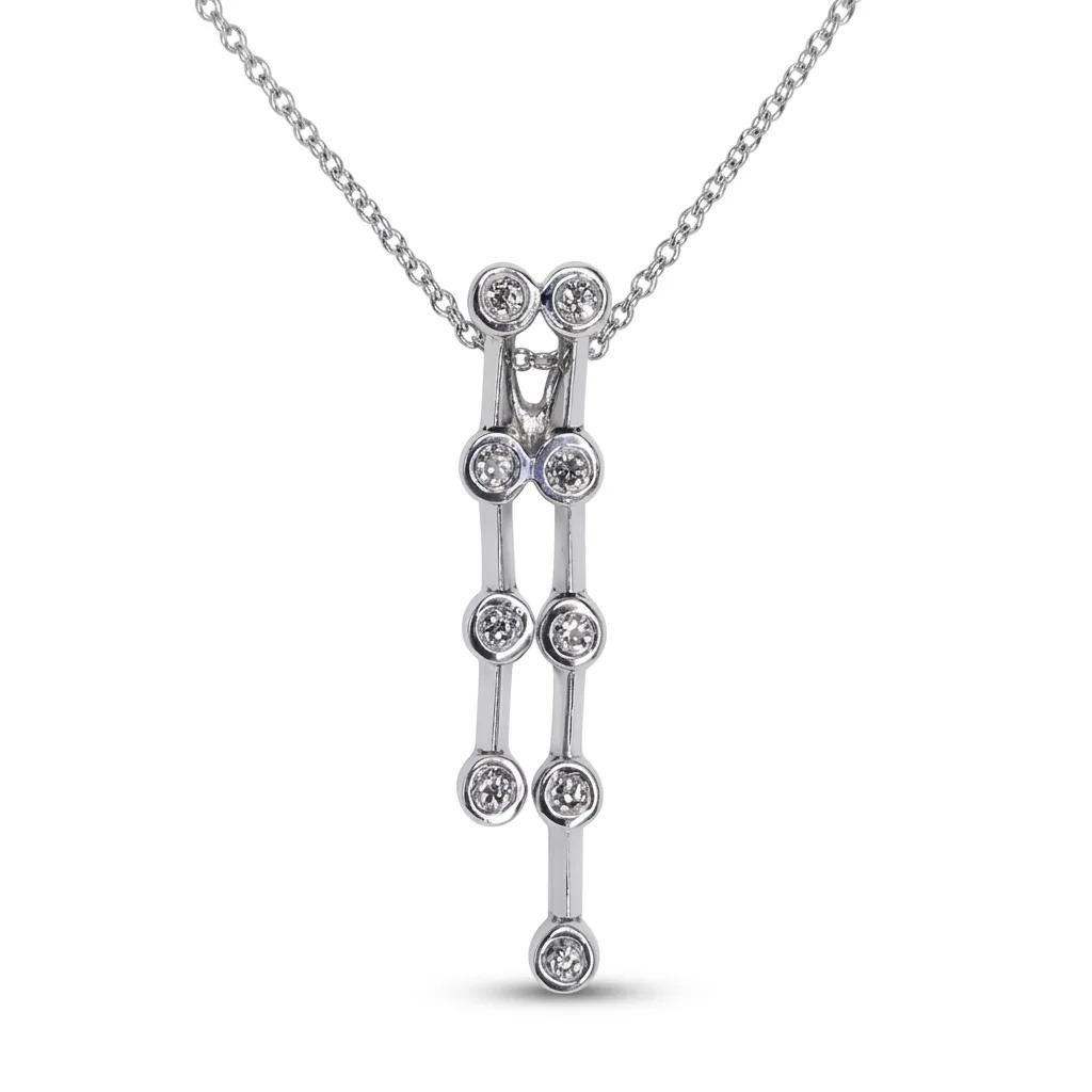 Two Row Bezel Set Pendant in 18ct White Gold