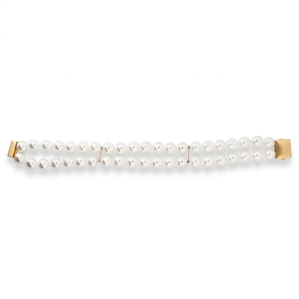 Plated Double Strand Round Akoya Pearl Necklace in 925 Sterling Silver, 20.5cm Box