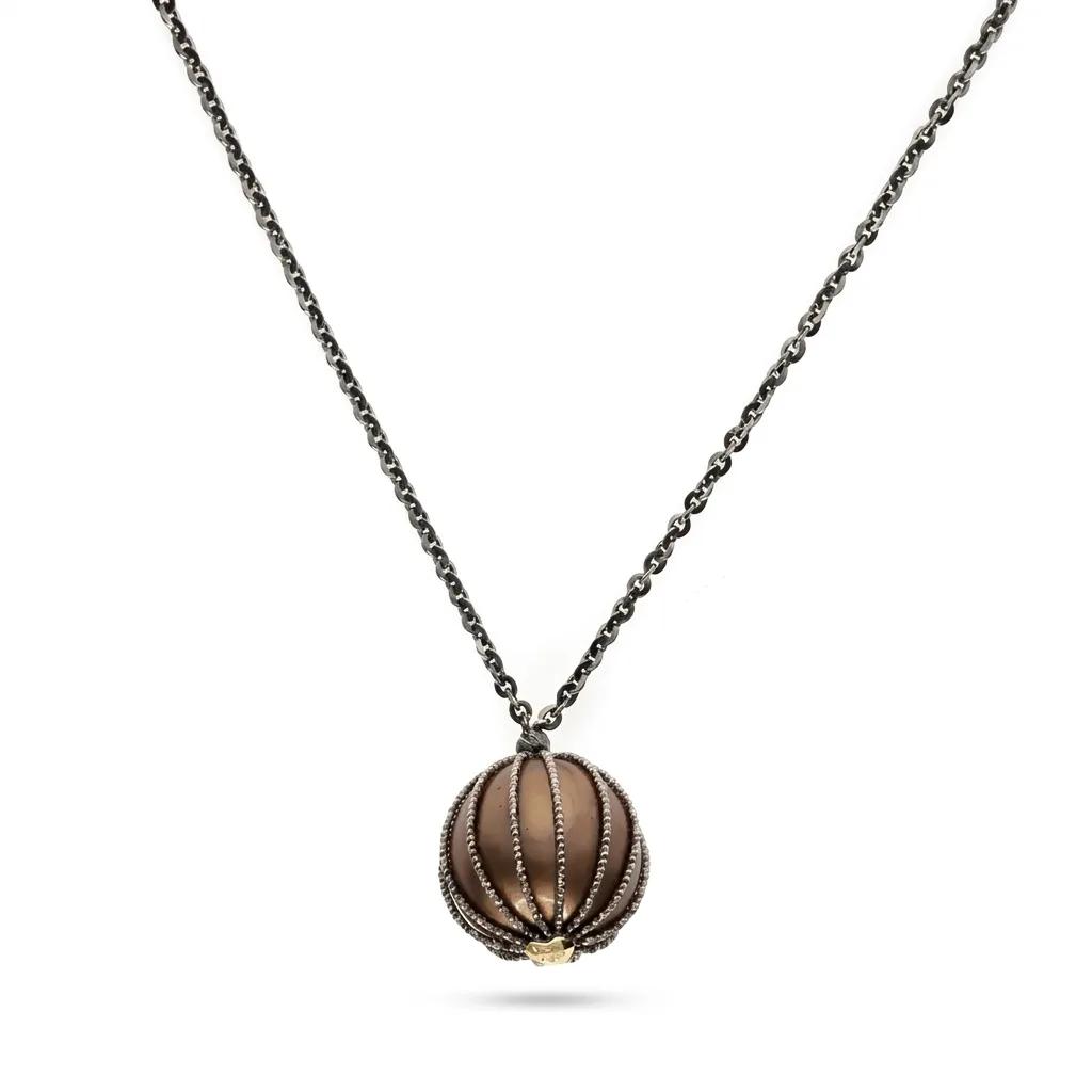 Brilliant Cut Ball Pendant in 18ct White Gold, 45cm Chain