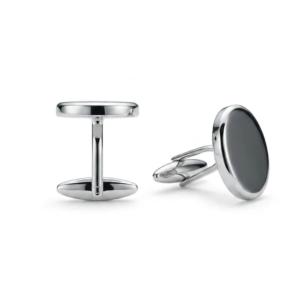 Round Cufflinks in 18ct White Gold