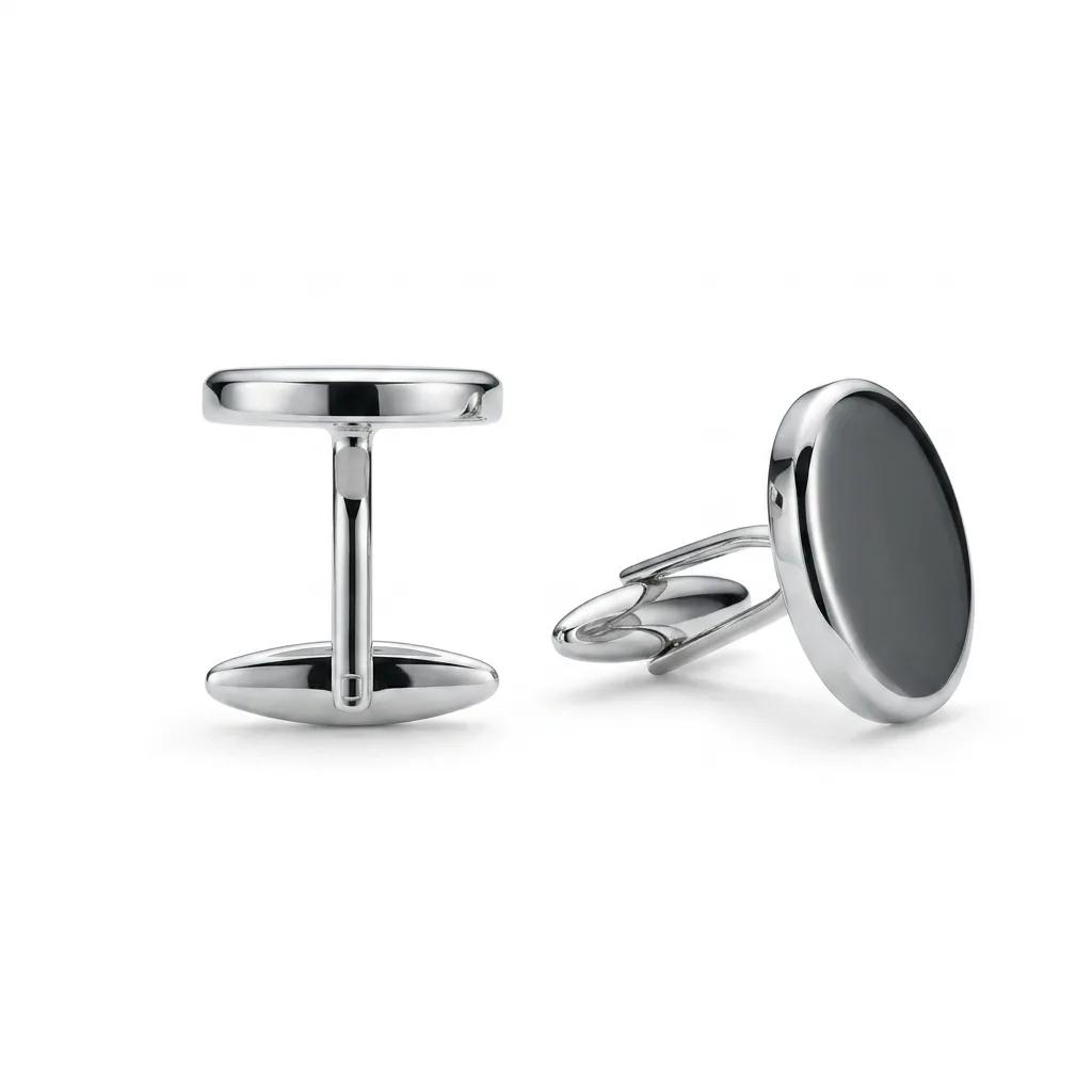 Round Cufflinks in 18ct White Gold