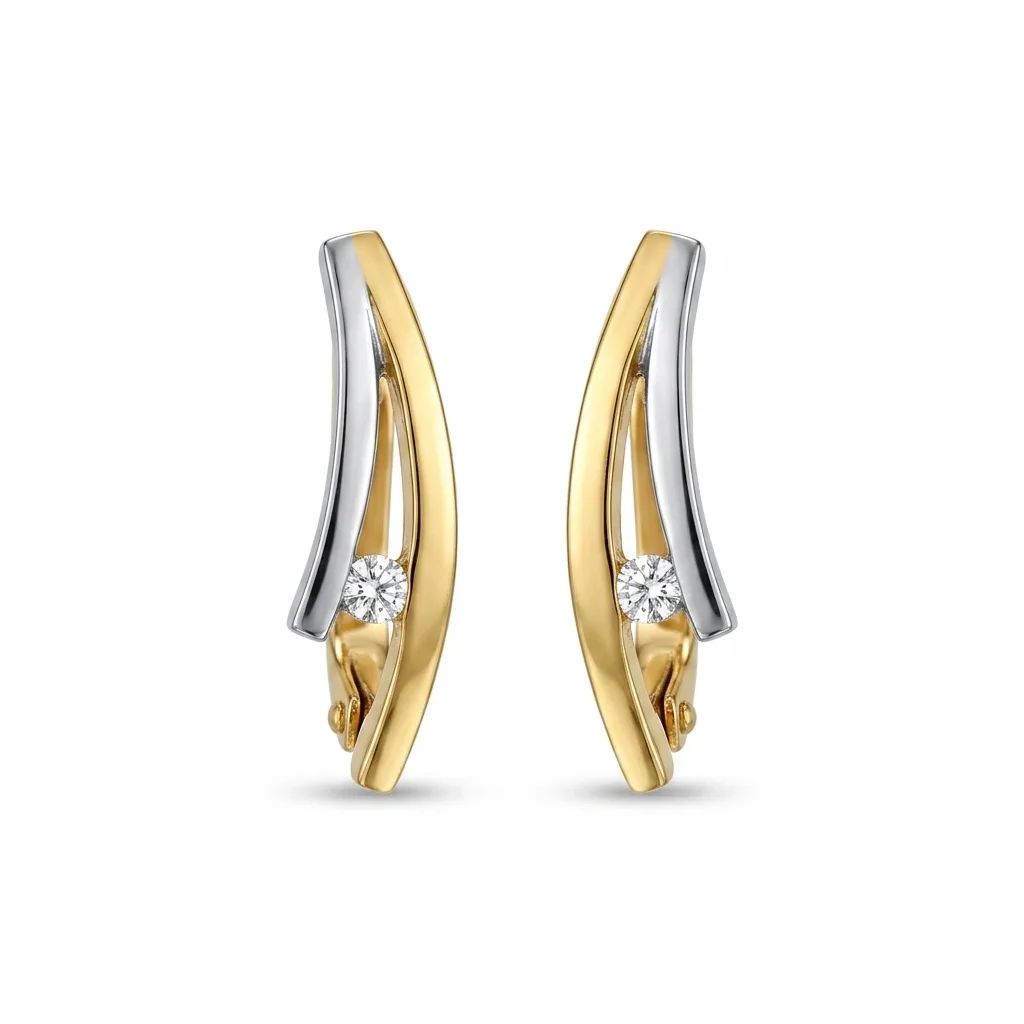 Two-Tone Diamond Line Hoop Earrings in 18ct Gold