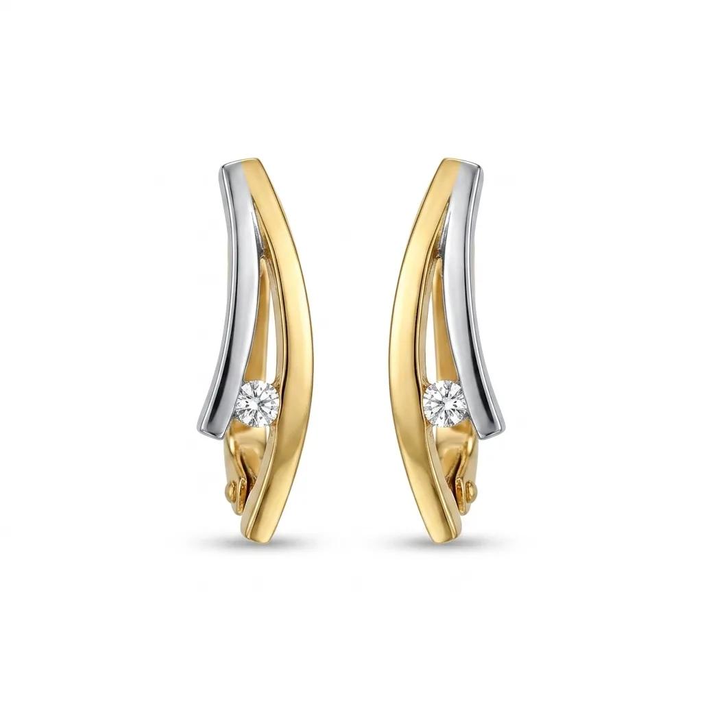 Two-Tone Diamond Line Hoop Earrings in 18ct Gold