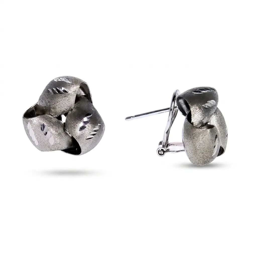 Bow Satin Clip Earrings in 18ct White Gold