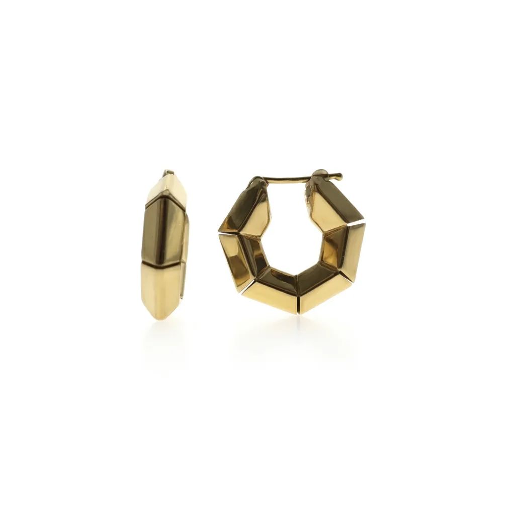 18ct Yellow Gold Hexagonal Hoop Earrings