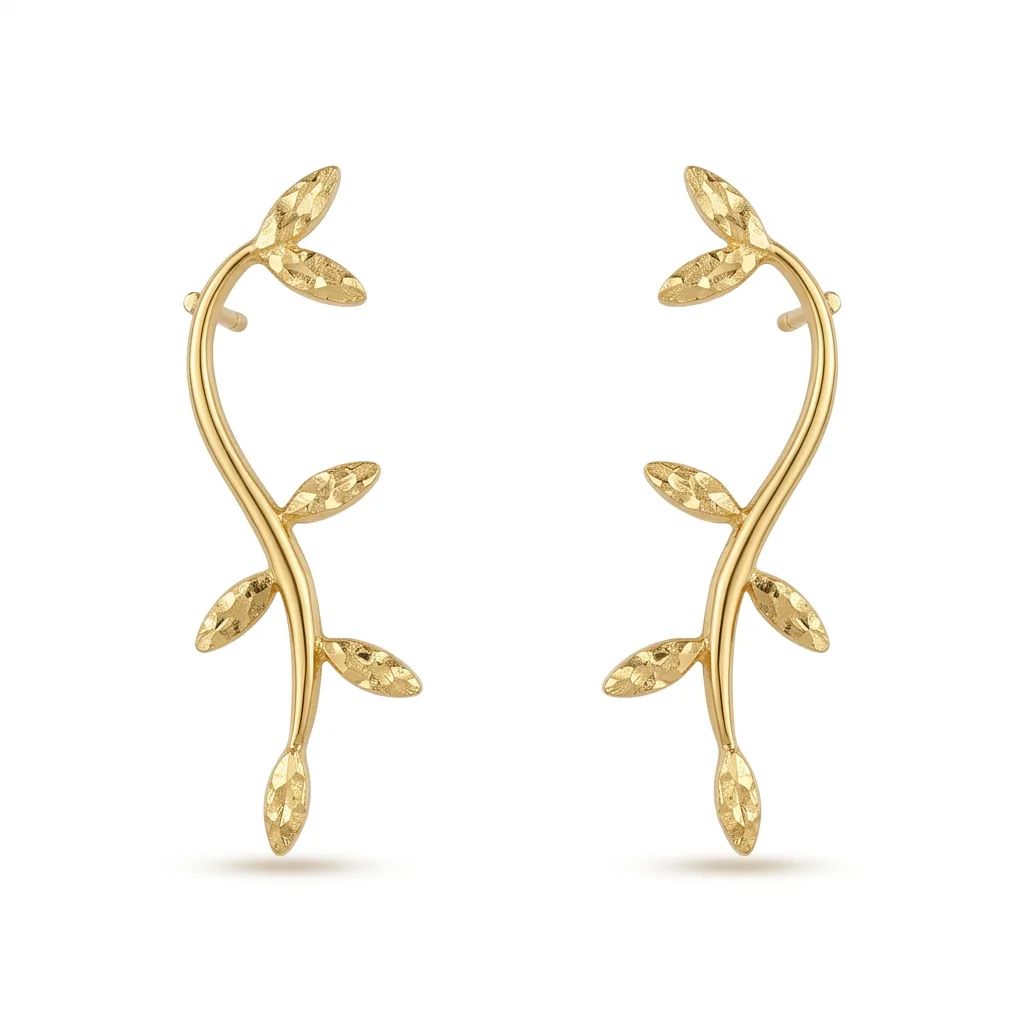 Vine-Inspired 18ct Gold Earrings