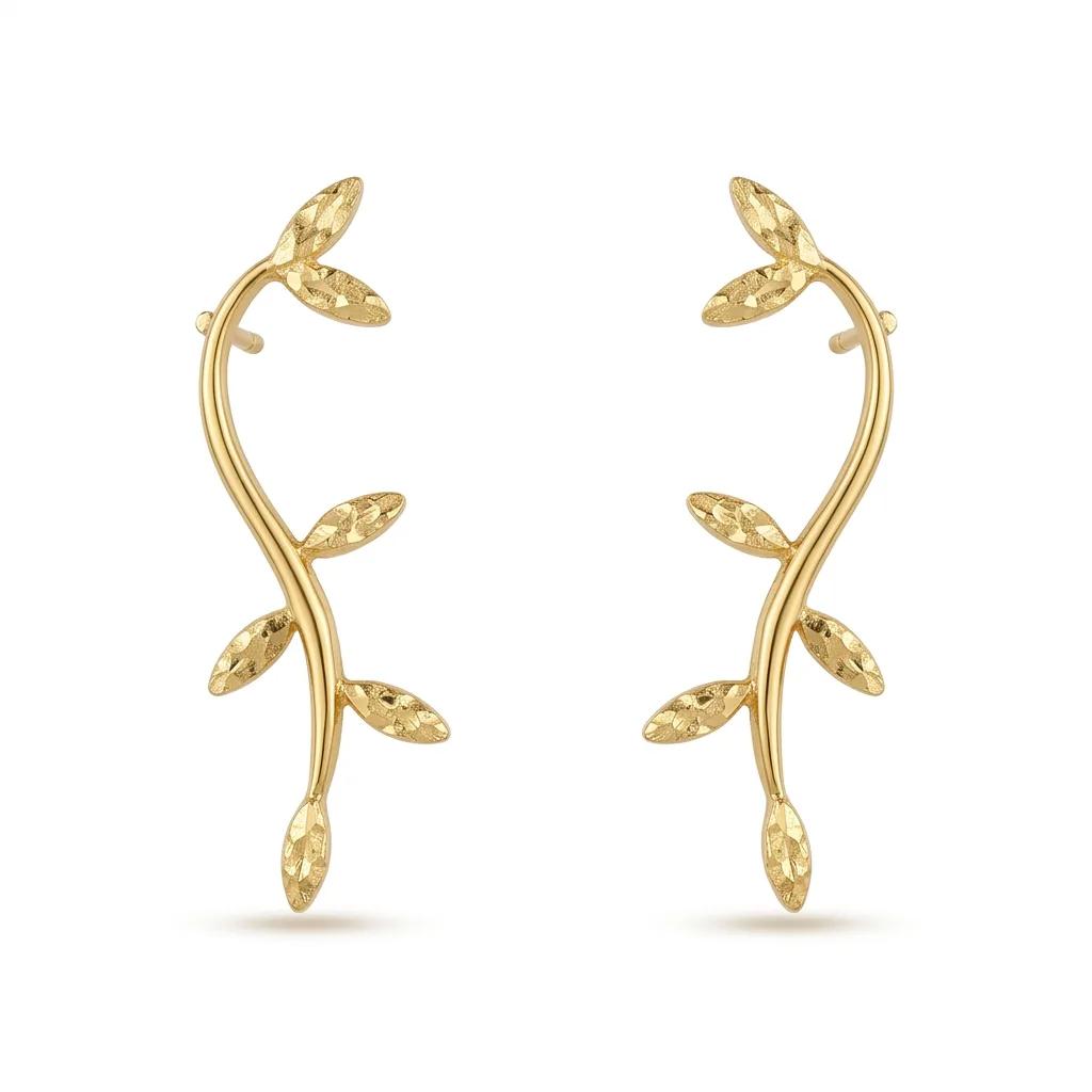 Vine-Inspired 18ct Gold Earrings