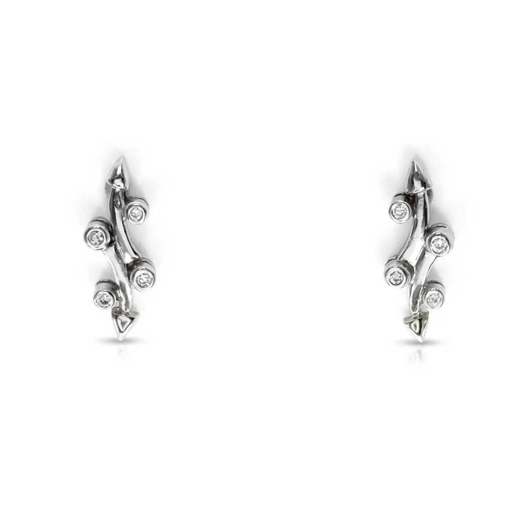 Bezel Arrow Diamond Stud Earrings in 18ct White Gold