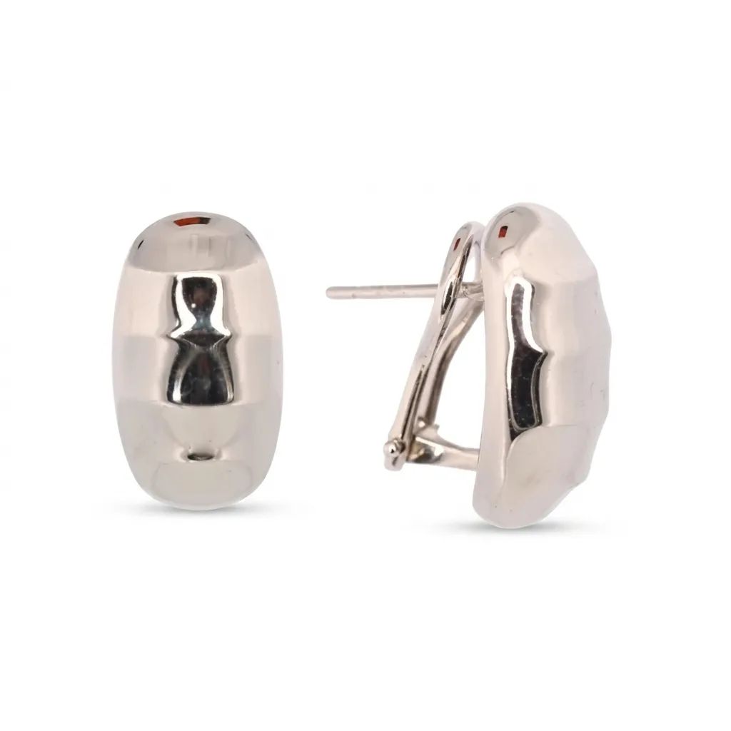 Polished Crinkle Texture Clip Back Earrings in 18ct White Gold
