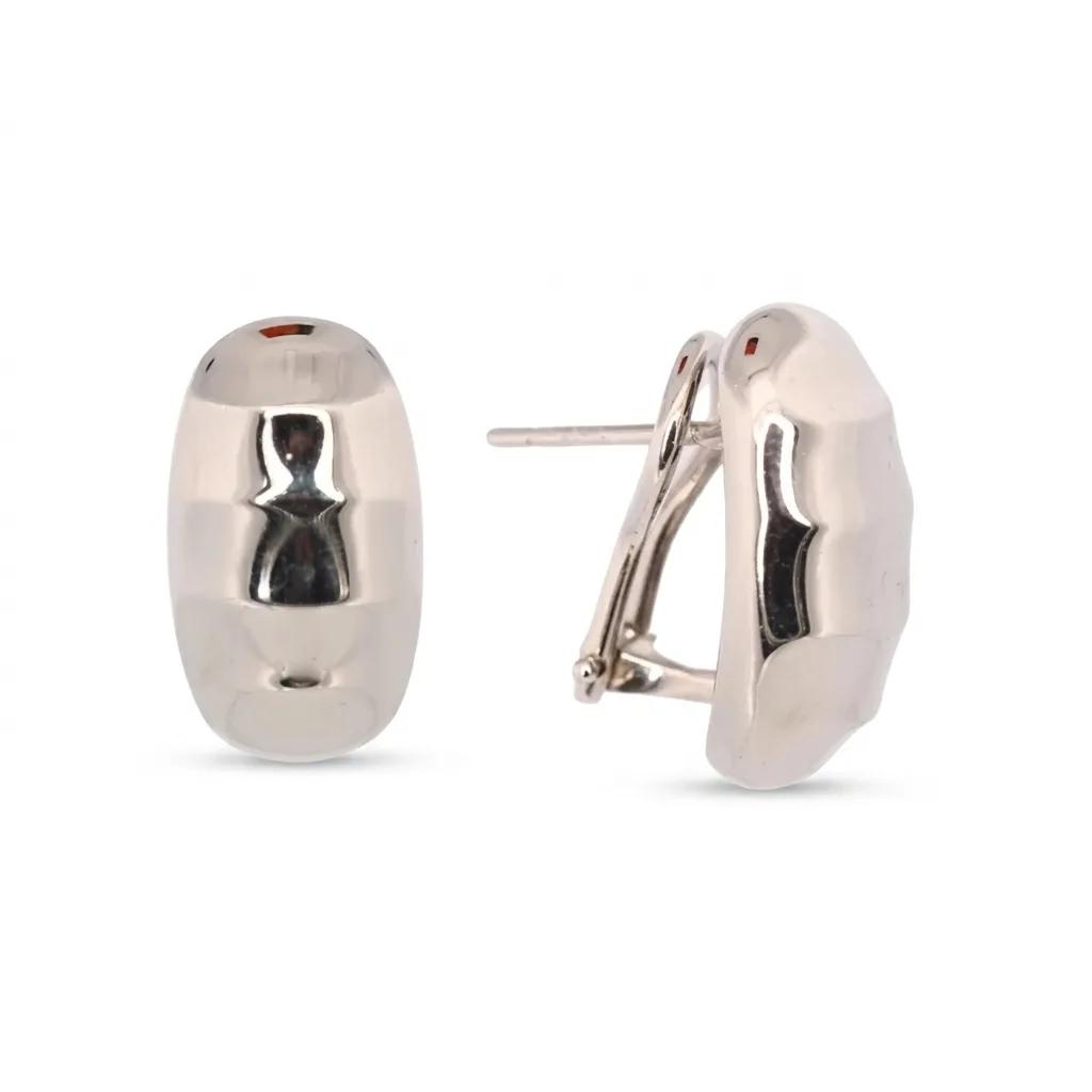 Polished Crinkle Texture Clip Back Earrings in 18ct White Gold