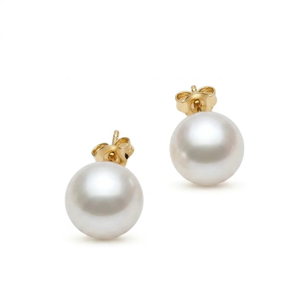 Broome Pearl Stud Earrings in 18ct Yellow Gold