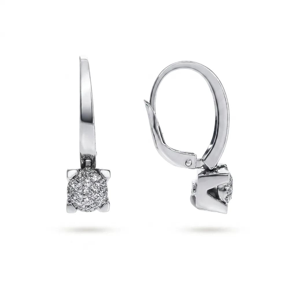 Pave Cluster Drop Earrings in 18ct White Gold
