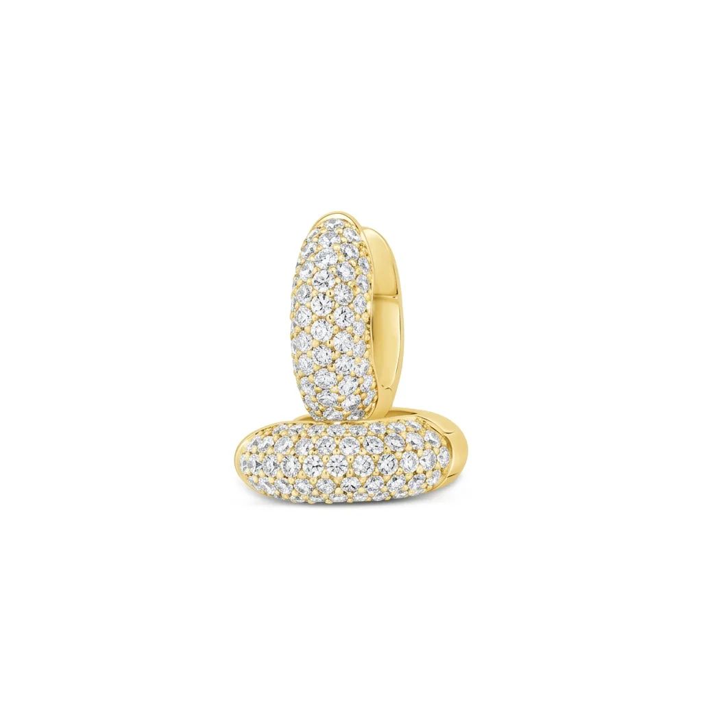 Pave Diamond Huggies in 18ct Yellow Gold