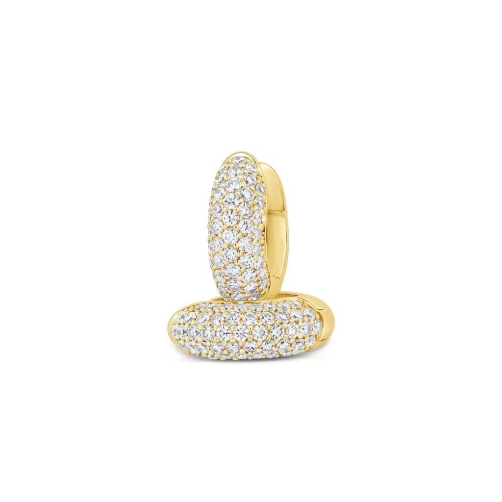 Pave Diamond Huggies in 18ct Yellow Gold