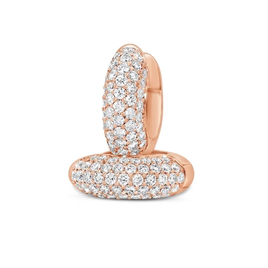 Diamond Pave Huggies in 18ct Rose Gold