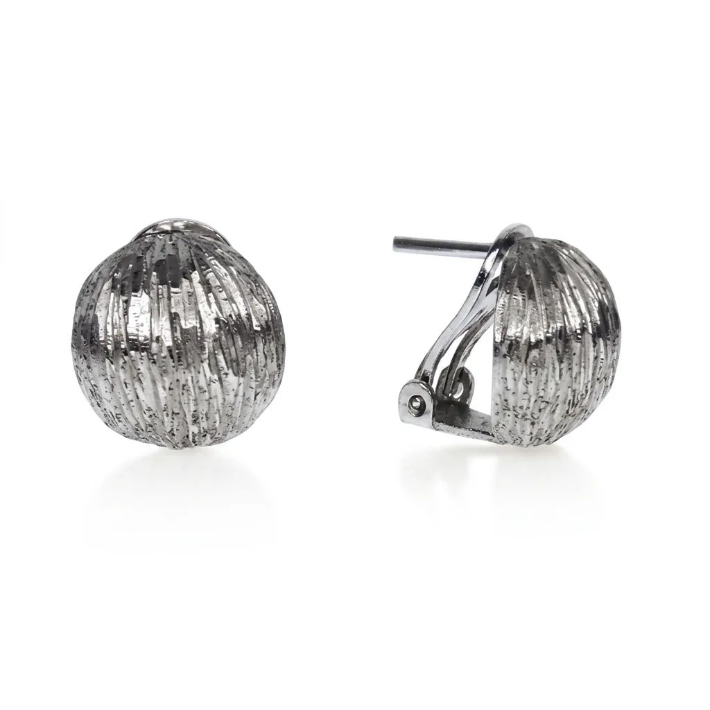 Satin Textured Finish Half Clip Earrings in 18ct White Gold