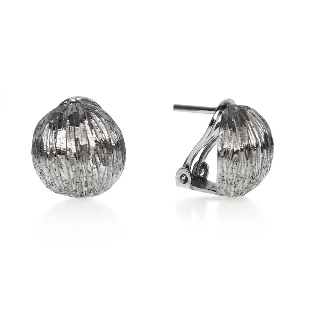 Satin Textured Finish Half Clip Earrings in 18ct White Gold