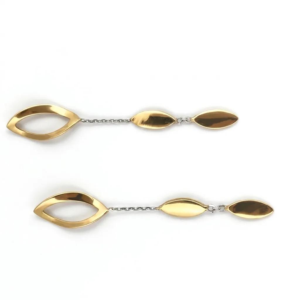 Marquise Drop Stud Earrings in 18ct Two Tone Gold