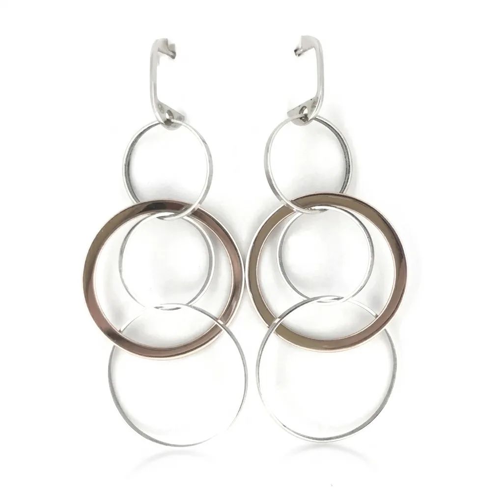 Circle Link Drop Earrings in 18ct White Gold