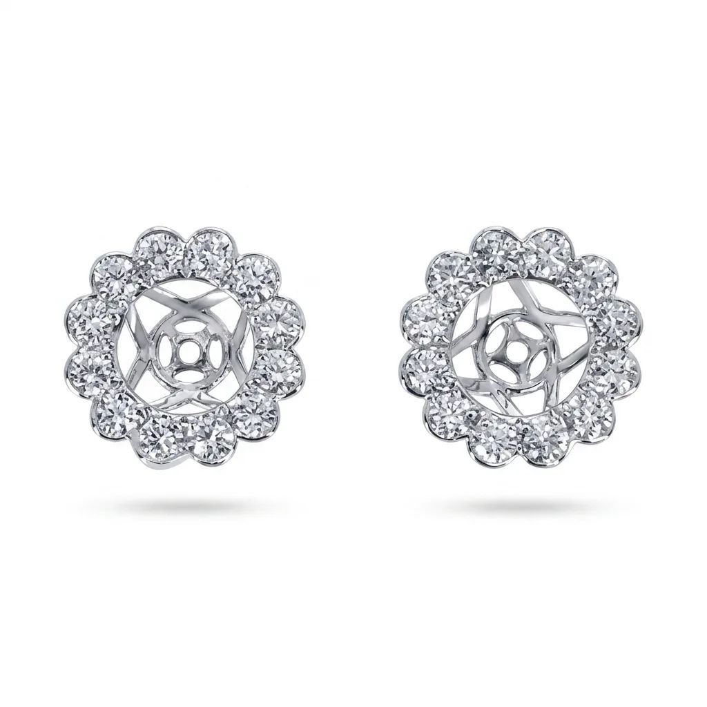 Removable Halo Diamond Earrings in 18ct White Gold