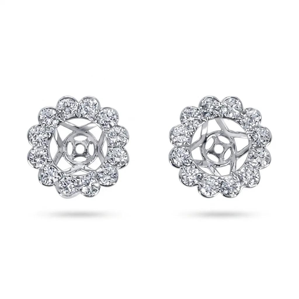 Removable Halo Diamond Earrings in 18ct White Gold