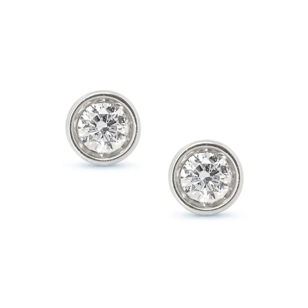 Bezel-Set Diamond Stud Earrings with Butterflies in 18ct White Gold