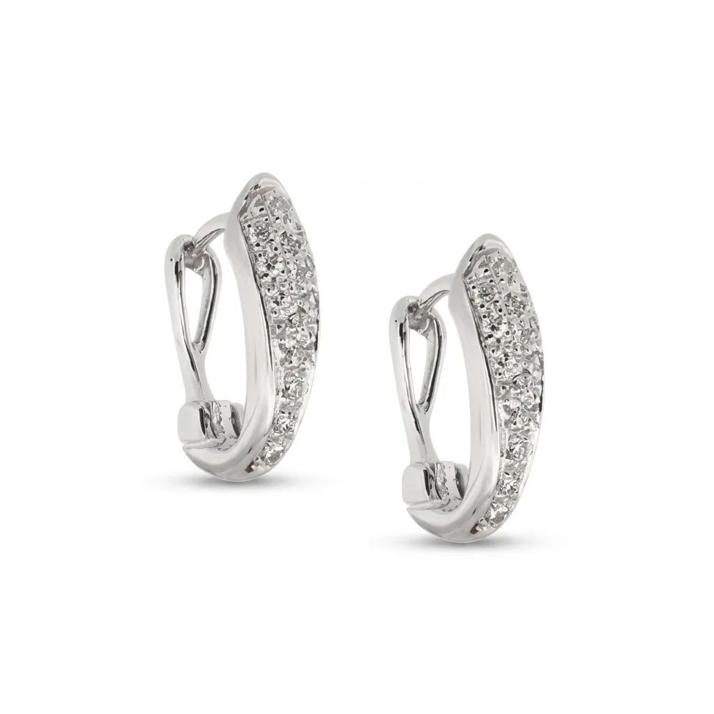 Pave Huggie Earrings in 18ct White Gold