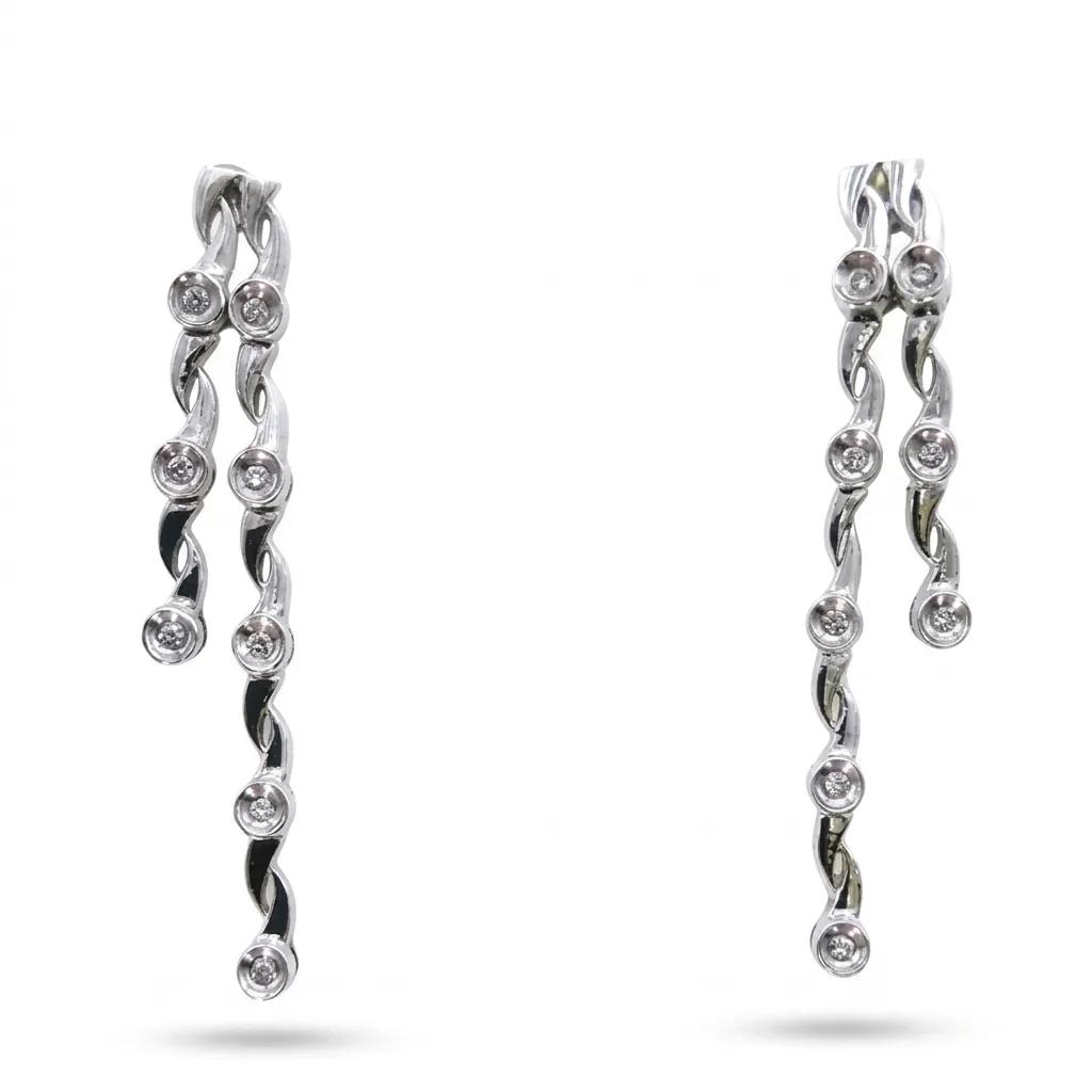 Twist Bezel Drop Stud Earrings in 18ct White Gold