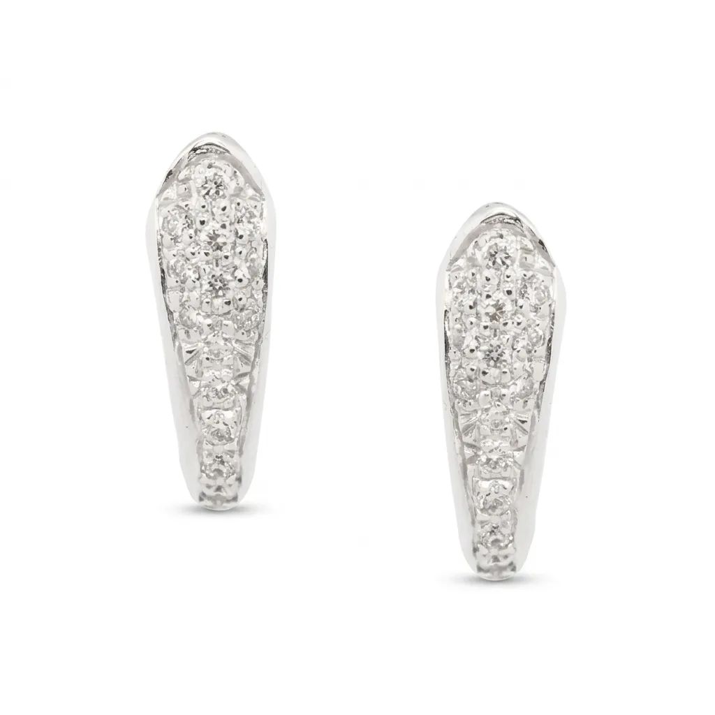 Diamond Pave Huggie Earrings in 18ct White Gold