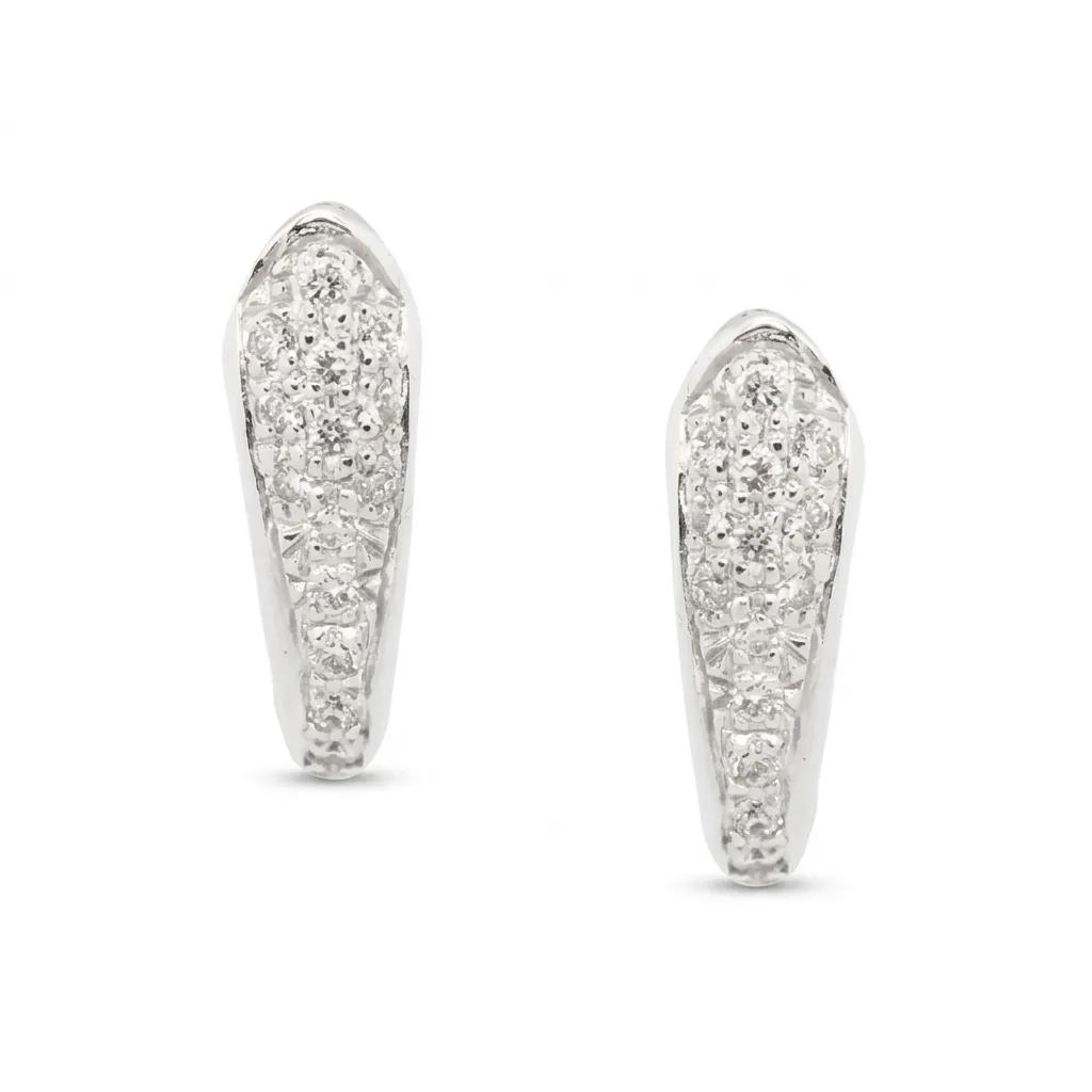 Diamond Pave Huggie Earrings in 18ct White Gold