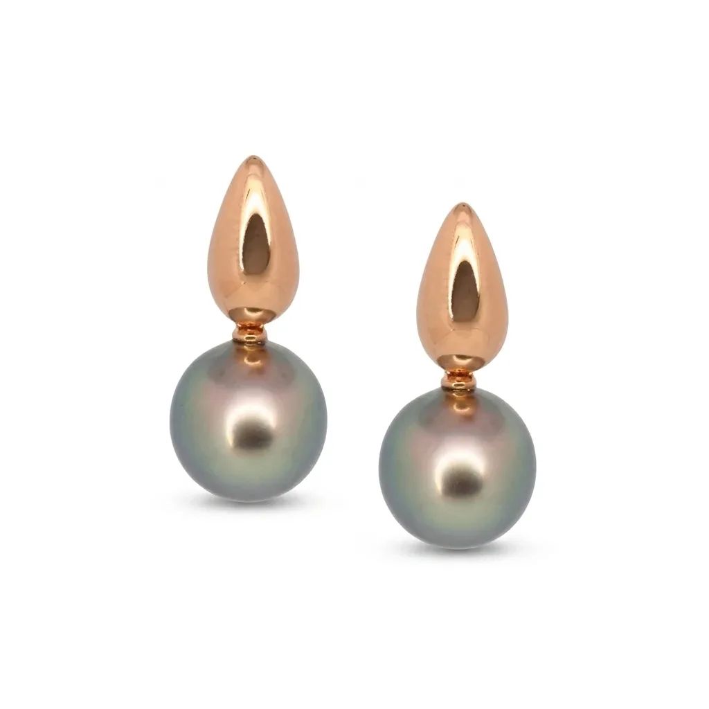 Polished Drop Earrings in 18ct Rose Gold, Broome Pearls