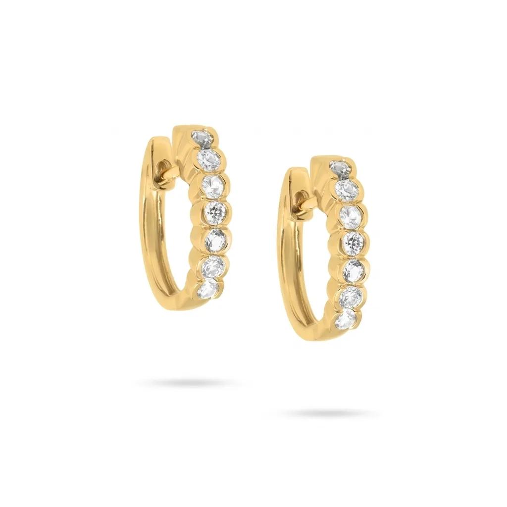 Half-Bezel Diamond Huggie Earrings in 18ct Yellow Gold