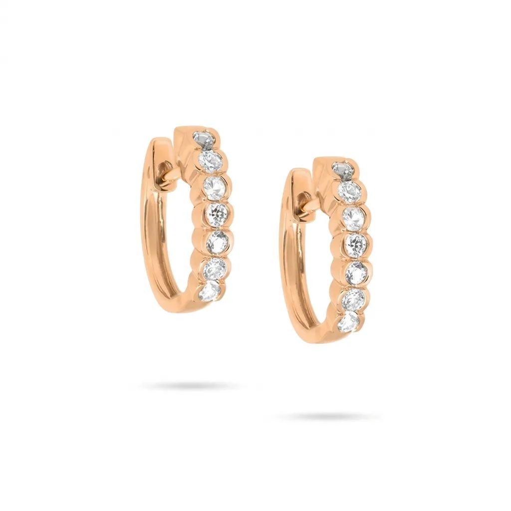 Half-Bezel Diamond Huggie Earrings in 18ct Rose Gold
