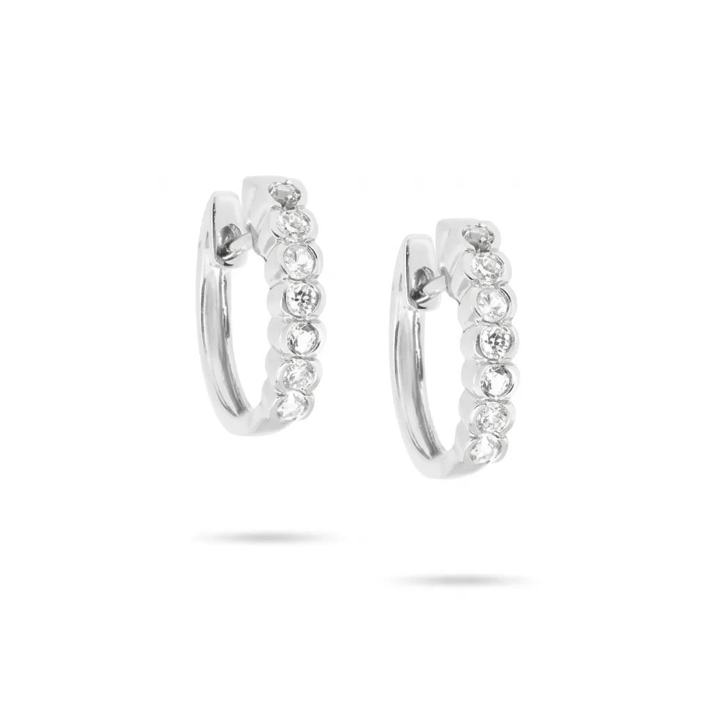 Half Bezel Huggie Earrings in 950 Platinum