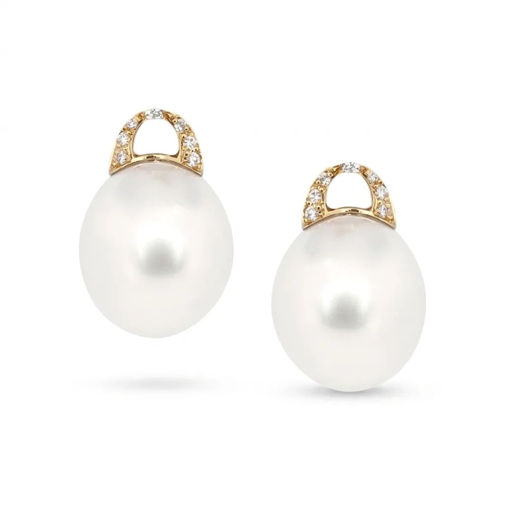 Diamond & Broome Pearl Sliders in 18ct Yellow Gold