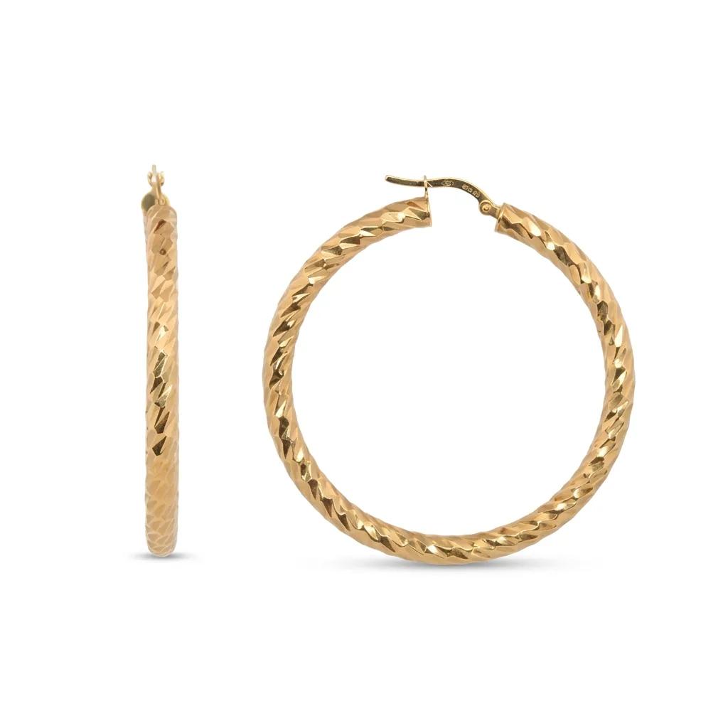 Extra Large Faceted Twist Hoop Earrings in 18ct Yellow Gold