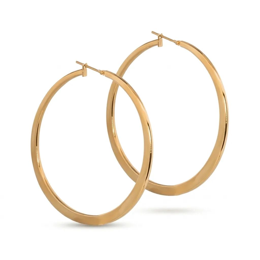 Polished Thin Hoops in 18ct Yellow Gold Earrings
