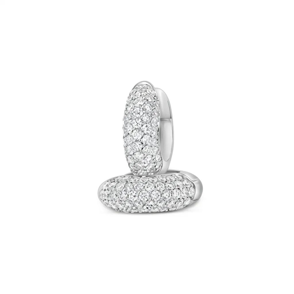 Diamond Pave Huggies in 18ct White Gold