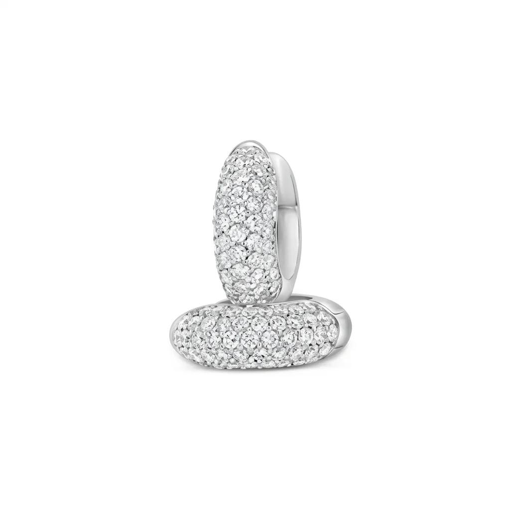 Diamond Pave Huggies in 18ct White Gold